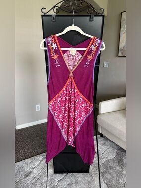 Anthropologie Plum Purple Floral Patchwork Tunic
